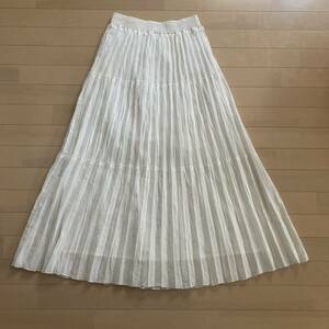 *[SHIPS] pleat long skirt white *