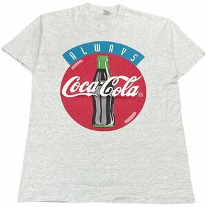 90s USA製 Coca Cola 半袖 Tシャツ L グレー×レッド ALWAYS 企業 ドリンク Coke コーラ コカ・コーラ フルーツタグ ヴィンテージ