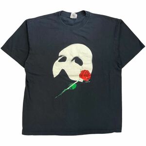 80s オペラ座の怪人 The Phantom of the Opera 半袖 Tシャツ XL ブラック 仮面 ファントム プリント ミュージカル 映画 ヴィンテージ