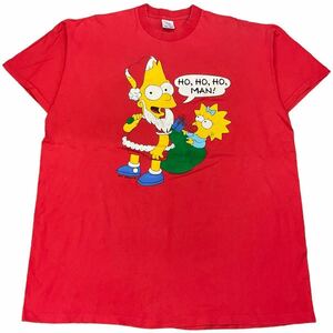 90s USA製 The Simpsons Tシャツ ONE SIZE レッド クリスマス サンタクロース コピーライト入り BART マギー シンプソンズ ヴィンテージ