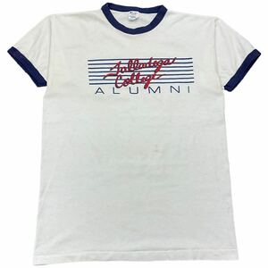 80s USA製 Champion リンガー Tシャツ L ネイビー×ホワイト カレッジ Talladega College ALUMNI 卒業生 半袖 チャンピオン ヴィンテージ