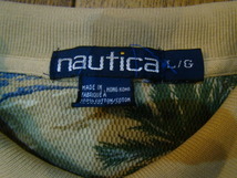 美品 90s NAUTICA Polo Shirt 総柄 Lサイズ ベージュ ノーティカ ポロシャツ Tシャツ ハワイアンシャツ コットン_画像5