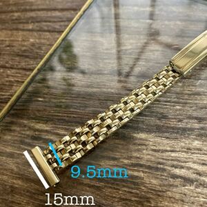 15mm 金色　ヤレタバンド　時計バンド　時計ベルト　ヴィンテージ　中古品