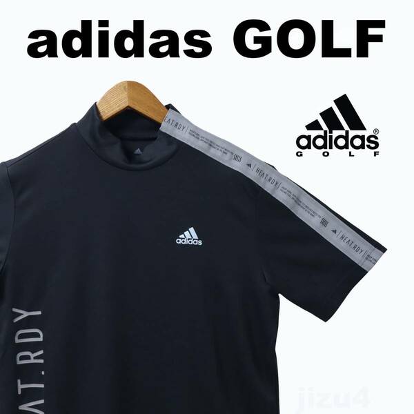 ■【XL】定価8,490円 アディダス ゴルフ 半袖 モックネックシャツ黒■