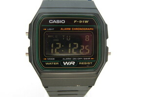 1円～【動作品】CASIO カシオ　WR　F-91W　デジタル　腕時計　ブラック　4-11-45