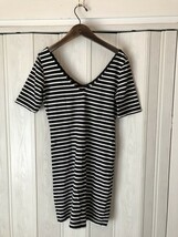 ◆DIVIDED H&M/Vネック半袖ボーダーチュニック◆k_画像4