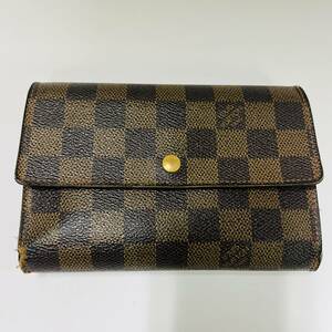 16026/ LOUIS VUITTON LV ダミエ ヴィトン 財布 ポルトトレゾール 箱付