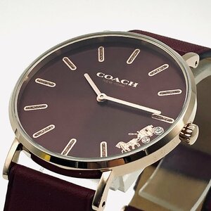 34770/COACH наручные часы PERRY 36mm кварц 14503851 кожаный ремень бренд с логотипом женский бордо [0430]