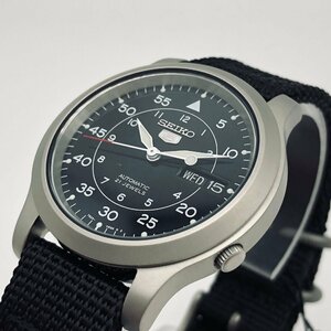 3507〇/SEIKO import 腕時計 海外モデル 機械式自動巻き SNK809K2 ナイロン メッシュベルト 夜光インデックス メンズ ブラック【0430】