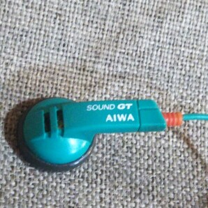 AIWA SOUND GT EARPHONE アイワ サウンド GT ビンテージ イヤ―フォン グリーン 現状品 R側音出し確認 L側音出し未確認破損部有り の画像3