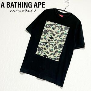 日本製 アベイシングエイプ 半袖プリント Tシャツ Sサイズ ブラック【A BATHING APE】