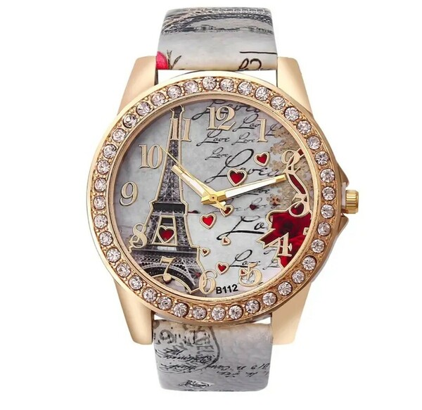 女性エッフェル塔腕時計(グレー) 高級パターンクォーツ腕時計