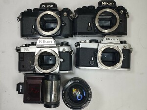 [ recycle ] Nikon FE NIKON FM NIKON FA film camera single‐lens reflex together junk 1 jpy start selling out Showa era antique goods Nikon lens 