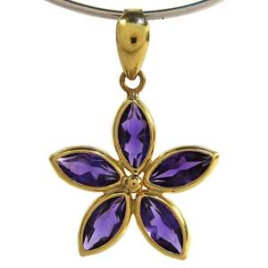  No-brand lady's pendant flower design ( amethyst ) K18 used grade : recycle * present condition. .. sun ya pawnshop 