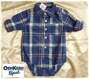  American direct import OSHKOSH Oshkosh baby blue check pattern shirt rompers celebration of a birth Carter's import child clothes 18M 85cm