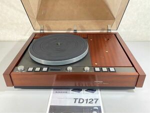 n7692-1 動作品 THORENS トーレンス TD127 TD-127 ターンテーブル ゴムベルト/取扱説明書付 50/60Hz切替可能