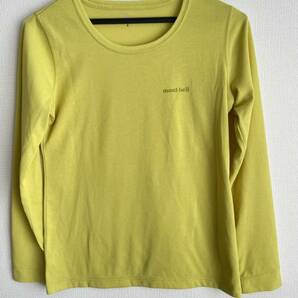 モンベル mont-bell WIC.ロングスリーブスリムT ワンポイントロゴ Women's Sサイズ ウイックロン長袖Tシャツ イエロー レディース 1114139の画像1