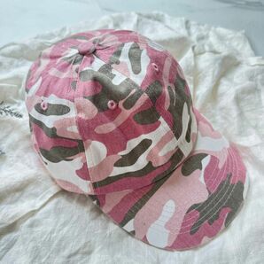 新品　ピンク　カモフラ柄　コットン　キャップ　帽子 迷彩 ミリタリー