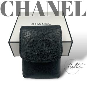 シャネル　CHANEL シガレットケース　キャビアスキン　ココマーク　ブラック　女性用　男性用　メンズ　レディース