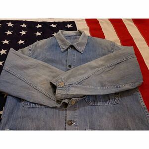 超希少&黄金サイズ!VTG 40’s WWII DENIM COVERALL PRISONERS SHORT-LENGTHビンテージ大戦モデルデニムカバーオールプリズナーズ尿素ボタン