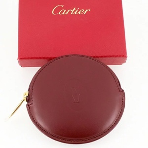 【未使用品】Cartier カルティエ マストライン ラウンド ファスナー コインケース 小銭入れ カーフレザー ボルドー L3000462