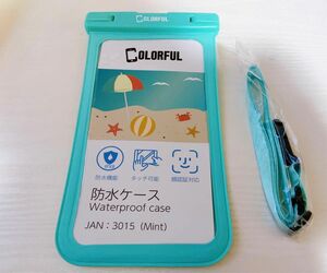 OLORFUL 携帯防水ケース　防水機能　タッチ可能　顔認証対応　ミント　防水スマホケース　