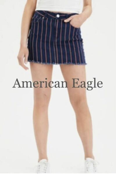《新品未使用タグ付》American Eagle ストライプ デニム ミニスカート アメリカンイーグル