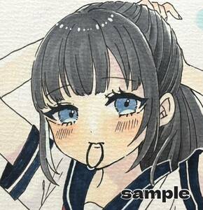 Art hand Auction Hand-drawn illustration, original, girl, Copic, doujinshi, hand-drawn illustration, sailor uniform, postcard size, original picture, illustration, cute, Comics, Anime Goods, Hand-drawn illustration