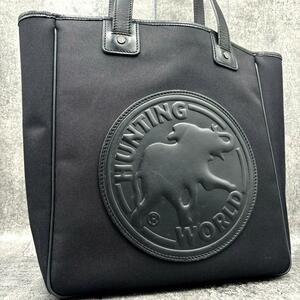 { прекрасный товар }HUNTING WORLD Hunting World большая сумка портфель мужской Safari большая вместимость плечо ..A4* PC* кожа черный 