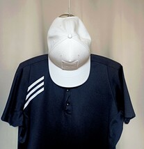 ☆まとめていかがでしょうか□■adidas GOLF■□ 半袖 速乾ポロシャツ ゴルフウェア キャップ フラットビル M 黒 白 BK /WH セット☆SALE◎_画像9