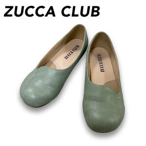 【ZUCCA CLUB】オブリークトゥシューズ　サックスグレー　パンプス