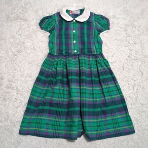 【送料無料】プテットフルール　半袖　ワンピース　130cm　チェック　キッズ　子供服