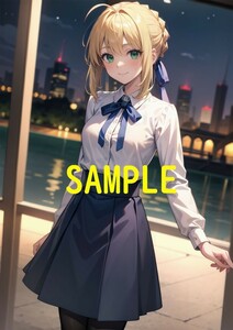 【高画質】Fate/Stay Night アルトリア・ペンドラゴン (セイバー） A4サイズ ポスター AI/イラスト/同人/アニメ/美少女 AS-1061