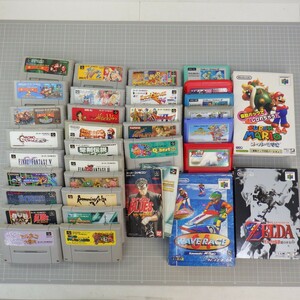  nintendo game soft together 33 point set / final faito2/Q*bert3/ super Mario /FF/ lock man X2/ Zelda. legend other /SFC FC 64 80