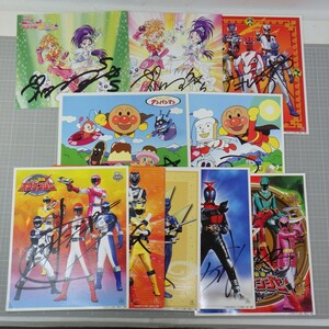  character show autograph square fancy cardboard anime special effects together 10 point set / Anpanman / Precure /geki Ranger / bow ticket ja-/ Kamen Rider other 80