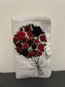 * hand made * multi case No 2. medicine notebook inserting passbook inserting .. notebook inserting present hand embroidery flower bouquet linen