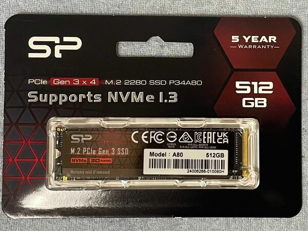 シリコンパワー M.2 SSD 512GB 新品未開封 SP512GBP34A80M28