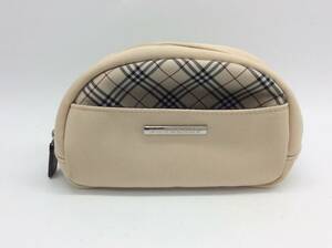 ＃2084　Burberry/バーバリー ポーチ ベージュアイボリー 横幅約16cm 縦幅約11cm マチ6cm