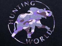 ハンティングワールド HUNTING WORLD 国内正規品 肌触りの良いコットン仕上げ 迷彩(カモ)ロゴ 半袖 Tシャツ M ブラック_画像2