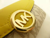 ブランド祭 マイケルコース 6連 キーケース イエロー MK柄 PVC レザー MICHAEL KORS_画像2