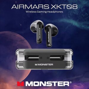 MONSTER 完全ワイヤレスイヤホン AIRMARS XKT08 ゲーミング 低遅延ゲームモード搭載 Bluetooth5.3 ブラック