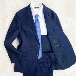 未使用級 HUGO BOSS ヒューゴボス ストレッチ ウール ネイビー 紺 スーツ セットアップ 48 trabaldo togna 1840