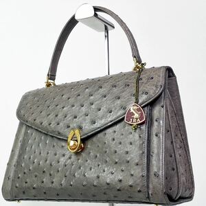 1 иен # первоклассный # подлинный товар #JRA легализация # превосходный товар # Ostrich ручная сумочка большая сумка женский серый серия 