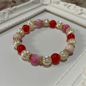 ブレスレット　ハンドメイド　パワーストーン　ピーチジェイド　アクセサリー 03