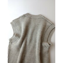 21AW MHL エムエイチエル マーガレットハウエル NATURAL WOOL RIB VEST ナチュラル ウール リブ ニット ベスト ライトグレー2 _画像3