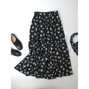 MICA&DEAL マイカアンドディール flower print skirt フラワープリントスカート ロング 黒 ブラック 36