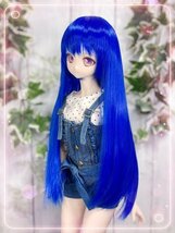 ●ドールウィッグ*ロングヘアー*ディープブルー*9～9.5インチ（MDD DD SD SmartDollなど）●doll wig*dollwig●_画像2