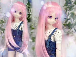 ●ドールウィッグ*ロングヘアー*コットンキャンディーピンク*9～9.5インチ（MDD DD SD SmartDollなど）●doll wig / dollwig●