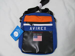 《新品》AVIREX　アヴィレックス　撥水加工　ショルダーバック　ボディバッグ　２way　USA星条旗　刺繍　ブルー　定価3740円