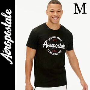 新品タグ付き☆AEROPOSTALE ロゴ半袖Ｔシャツ M 黒 ブラック エアロポステール